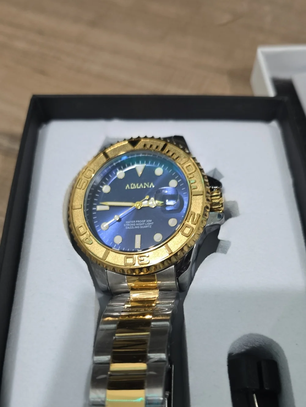 Men’s Two-Tone Gold & Silver Watch with Blue Dial